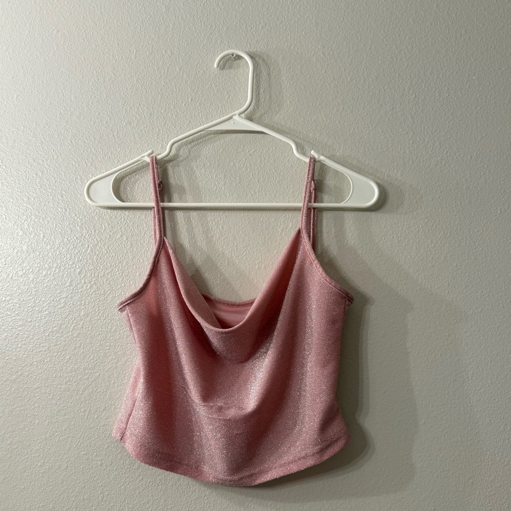 Elegant Pink Women's Cowl Neck Top